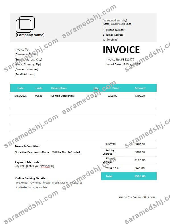 Equipment Invoice Template